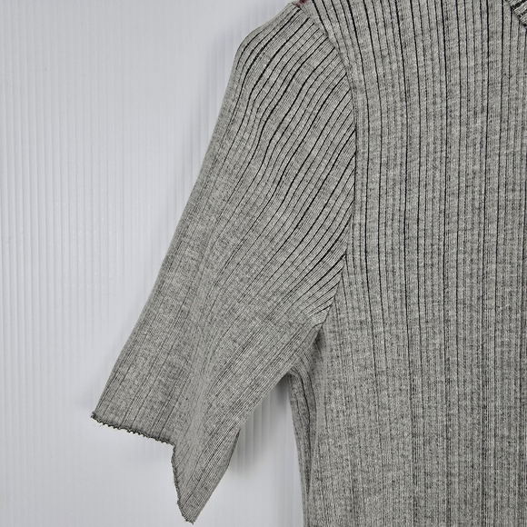 Rag & Bone Elina Mélange Gray Ribbed Midi Dress Crew Neck Short Sleeve Size L - Picture 8 of 13